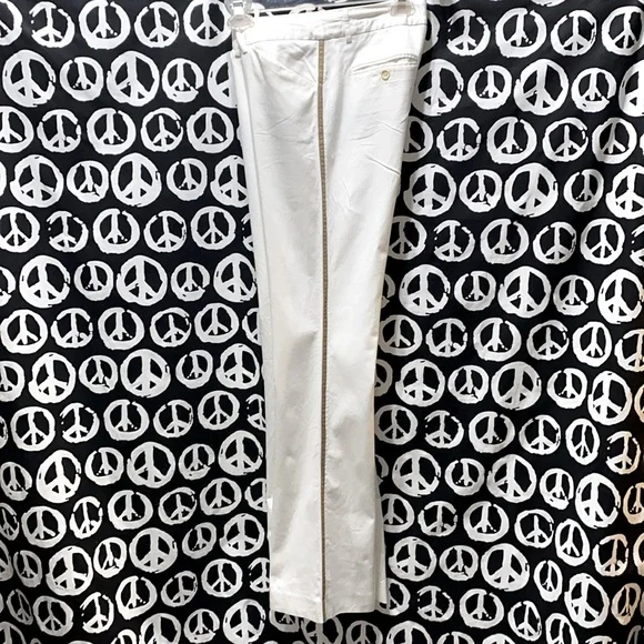 THEORY WHITE WIDE HEM COTTON/LYCRA PANTS SZ 4